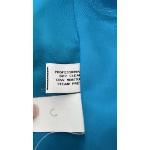 Womens Sz 6 Blazer Jacket 100% Wool Teal Grannycore Boho Work Professional Prep - Picture 9 of 12